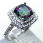 925 Serling Silver Jewelry Sets Cushion Cut Mystic Topaz Engagement Ring