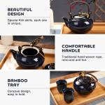 8oz 4 Pieces Asian Tea Set Portable Ceramic Tea Set With C Shaped Handle