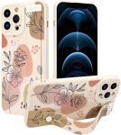 iPhone 12 Pro Max Silicone Case with Strap for Women Girls Cute Floral Flowers