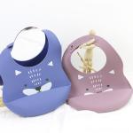 Newborn Baby Cute Silicone Bibs With Crumb Catcher Eco Friendly Material