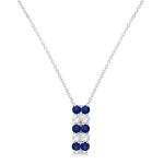 14K White Gold Heart Shaped Garnet Pendant Necklace , Petite Sapphire Chain