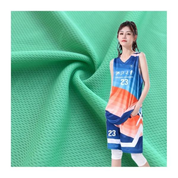 Burgundy Polyester Knitted Dry Fit Eyelet Jersey Fabric Breathable For Sports