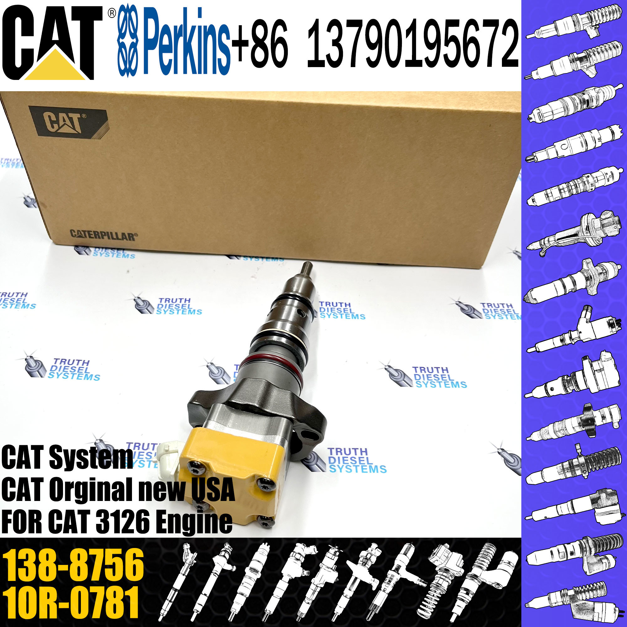 Fuel Injector 179-6020 138-8756 1OR-0781 222-5963 198-6877 222-5972 For Engine Caterpillar 3126B