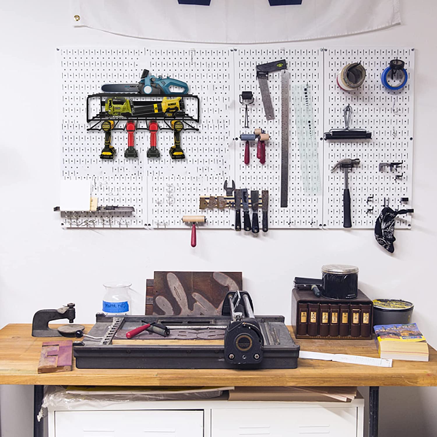 Standard 3-Layer Wall Mounted Power Tool Organizer 43*19*10cm Tool Storage Holder