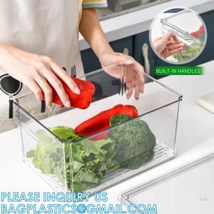 China Fridge Tray Drawer Organizer Pull Out Refrigerator, Food Storage Boxes Stackable Home Kitchen Vegetable Storage on sale