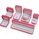 Noble Red PU Leather Luxury Jewelry Packaging Box Set with Soft Velvet Lining
