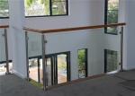 Frameless Stainless Steel Glass Railing Handrail Modern Style With Wood Hand