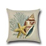 Ocean Theme Square Pillow Case Mediterranean Style Decorative Cotton Linen Throw