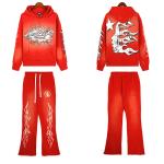 Custom Printing Tracksuit for Men 100% Cotton French Terry Hoodie and Flare