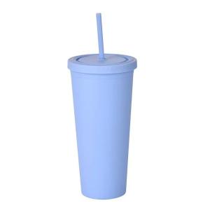 Wholesale Colorful 450/650ml Candy Color Double Insulated Plastic Tumblers Acrylic Matte Tumbler With Straw Vacuum Sealed Insulation Splash Proof Design from china suppliers