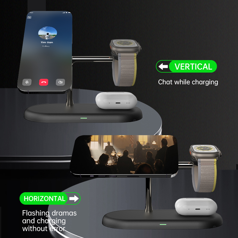 All In 1 Magnetic ABS Wireless Fast Charger for Apple and Samsung 15W/10W/7.5W/5W 2025 Newest