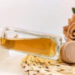 Glass Collar Square Flat Shoulder Cork Top Liquor Bottle for Special Design