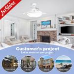 Bedroom Retractable Ceiling Fan With Light 3 Color Dimmable LED Light Remote