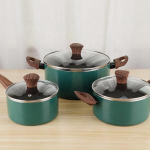 Wholesale Aluminum Non Stick 3pcs Cookware Set Soup Cooking Pot Single Handle Milk Pot from china suppliers