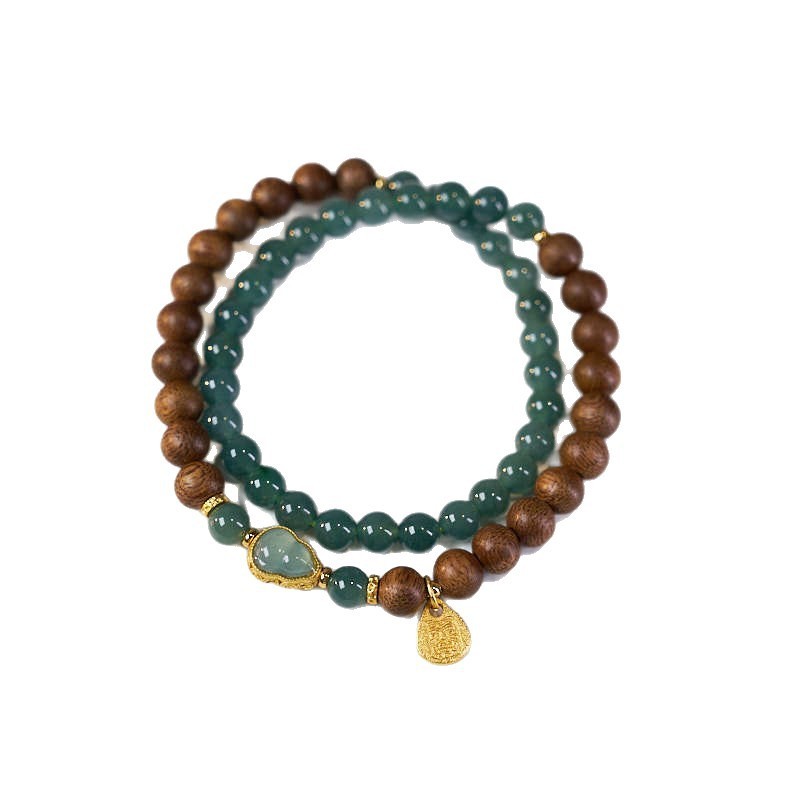 Real Jade Bracelet For Women, Natural Jadeite Handmade Carved Peach Blossom Stretch Beaded Beads Jade Bangle Jewelry, Stress Relief Feng Shui