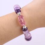 14MM Purple Mica Bracelet Fluorite Pixiu Stretch Bead Bracelet Brings Lucky
