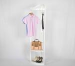Corner Solid Wood Coat Hanger Rack With 2 Storage Shelves