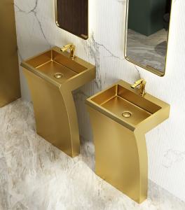 China Modern Vanity Stainless Steel Pedestal Sink Floor Standing 7 Shape on sale