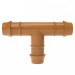 Plastic Irrigation Tubing Fittings 17mm Barbed Drip Brown Tee Connector