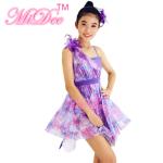 Textile Printing Floral Diagonal Lyrical Dance Competition Costumes Skating And