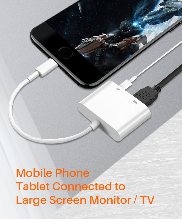FOCUSES 0.5M 2 In 1 Lightning Adapter 45g Lightning To HDMI Adapter