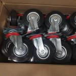 264lbs Capacity Rigid Rubber Casters 200mm Black Wheel Standard