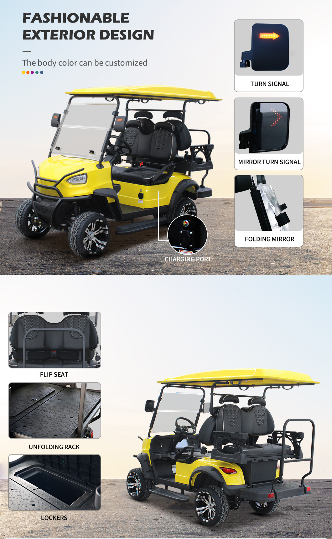 Electric Hunting Golf Cart 4 Seater with LCD Display and Rear Hub Motor at Affordable