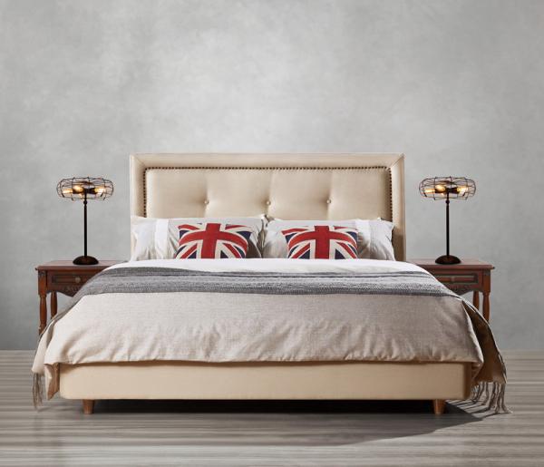 Fabric Upholster padad Headboard Queen Bed Leisure Bedroom Furniture in American