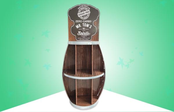 Heavy Duty Barrel Shape Cardboard Floor Display Stands Two Shelf For Selling