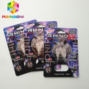 Wholesale Rhino 69 / 7 Capsule Sex Pills Blister Card Packaging Matte / Glossy Surface Finish from china suppliers