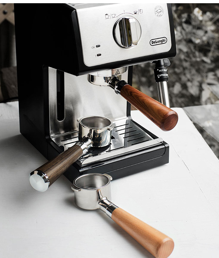 Coffee Portafilter Reusable Single Double Spout 2 Cup Bottomless Basket Wood Handle E61 Kitchen