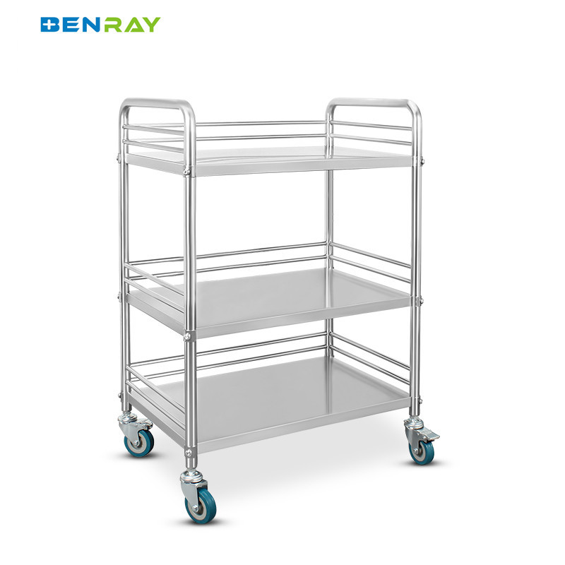 3 Layer Hospital Stainless Steel Medical Instrument Trolley