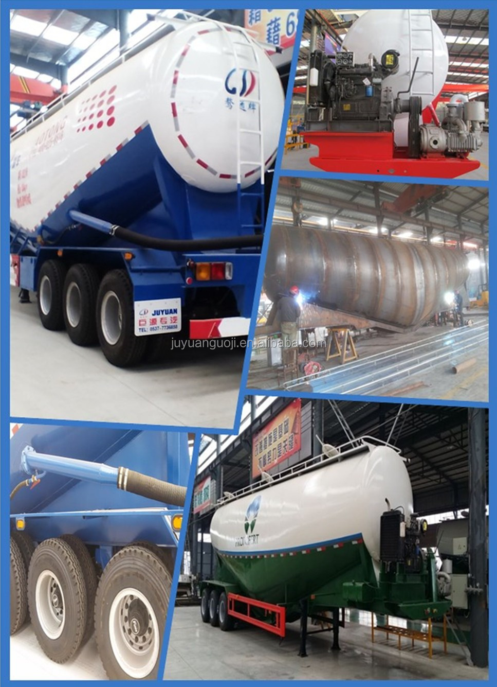 30-60T Max Payload Cement Trailer 2 Axle Bulk Cement Tank Powder Tanker High Capacity