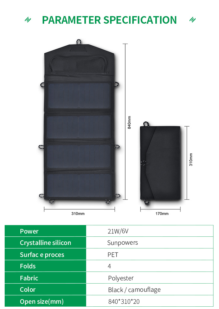 28W 6V/4.66A Travel Waterproof Charge Low Power Solar Panel Outdoor Foldable Portable