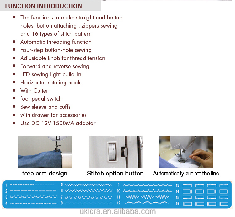 Sturdy Construction and Easy to Operate UFR-611 Household Sewing Machine with 18W