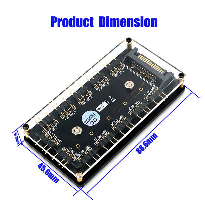 12 Way 5V RGB LED Splitter Hub With PMMA Case And Magnetic Standoff For ASUS/MSI 5V 3pin LED Controller
