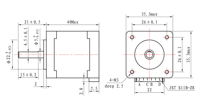 250mNm NEMA 14 High Accuracy Stepper Motor Micro Stepping 35mm
