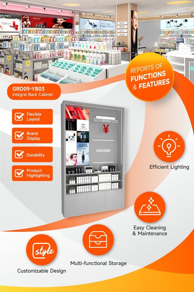 GDR09-YB03 Retail Display Counter With 80mm Soft Film Light Box And Acrylic Spliced Box For Mall Booths