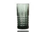 Solid Smoky Grey Crystal Highball Glasses, Geometric Embossed 12 Oz Highball