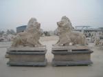 Black Outdoor 120cm Lion Statue With Ball Stone Carving Sculpture