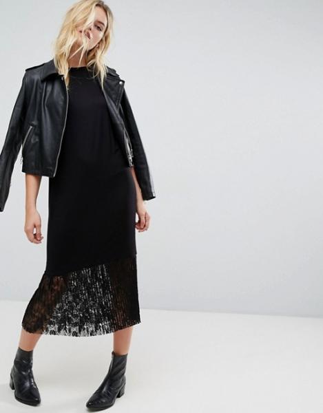 Quality Newest Design Women Dress with Pleat  Lace Hem for sale