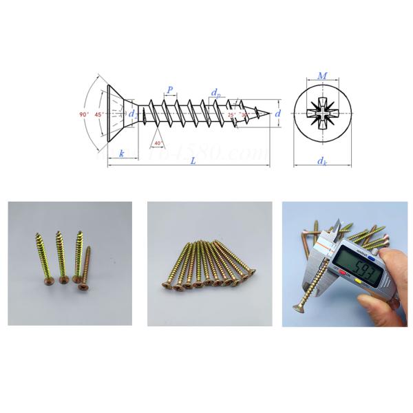 Zinc Plated DIN7505 Standard Cross Countersunk Self Tapping Galvanized Screw For Building Projects
