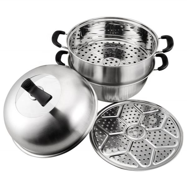 Best Selling Silver Kitchen Cookware Nonstick Steamer Pots Set Food Steamers
