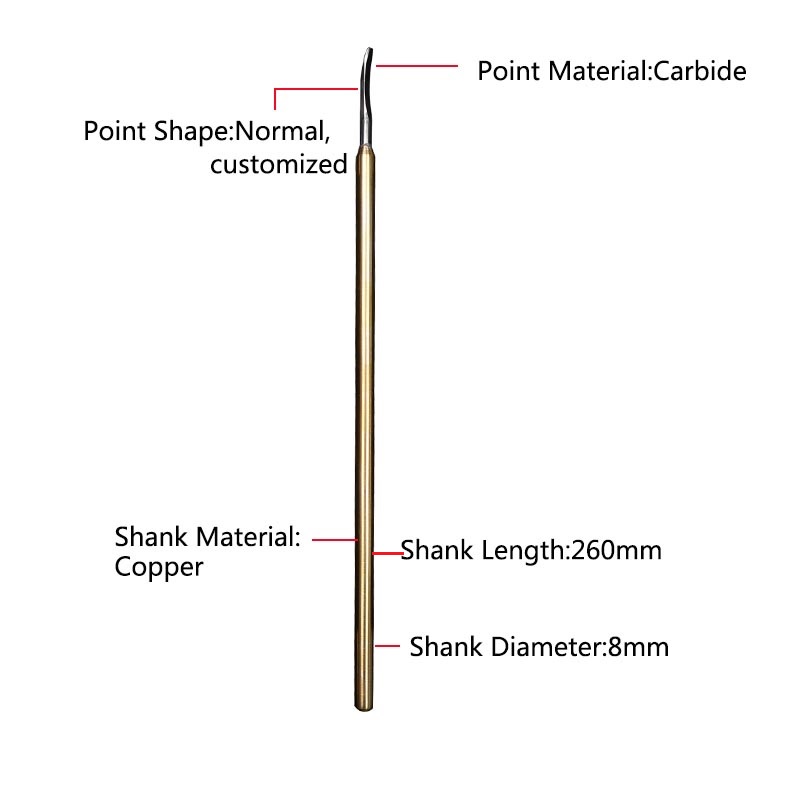260mm Shank Sharp Nose Steel Burnisher Tools