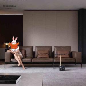 Wholesale 3 Piece Brown L Shaped Leather Couch Loveseats Cosy For Small Apartment from china suppliers