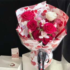 Wholesale Valentine's Day, love in the heart, Yuyin paper, flower bouquets, waterproof thickened packaging paper, flower art paper, flower shop packaging from china suppliers