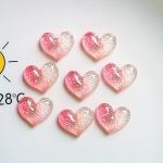 Colorful Pink Flatback Mini Glitter Resin Heart for Craft Kids Gift