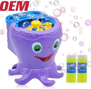China Nuby Bath Octopus Bubble Machine Made Automatic Bubble Maker With 2 Solutions OEM Bubble Blower  For Kids on sale
