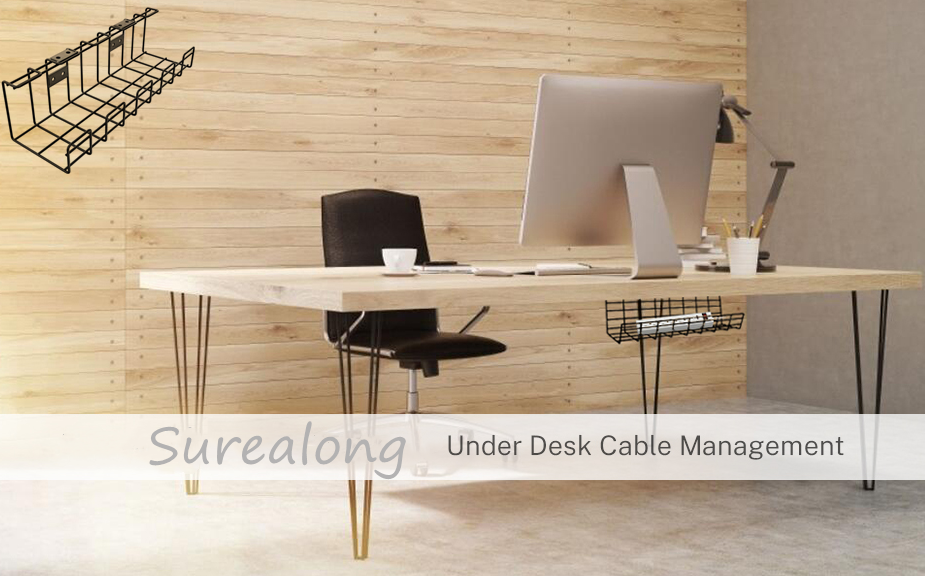 Organize Your Desk Cables with No Drill Carbon Steel Cable Tray and Wire Organizer
