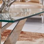 Height 18inch Glass Top Center Table Modern Stainless Steel Coffee Table
